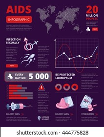 Vector illustration of infographics about AIDS. symbols and charts. design project with place for your text