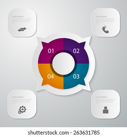 Vector illustration infographics circle with four quadrants . Rectangles with rounded corners