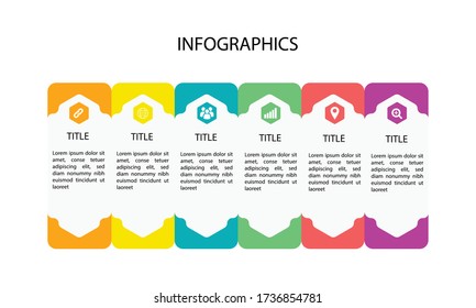 Vector illustration of infographics concept for business. Six steps  business data visualization. timeline infographic icons designed for background template. 