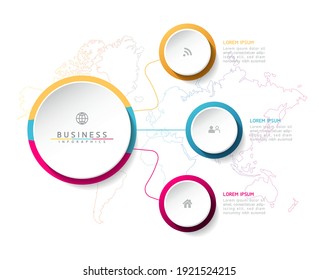 Vector illustration infographics design template, business information, presentation, chart, with 3 options or steps. 