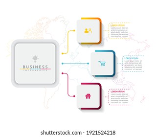 Ilustración vectorial de diseño infográfico, información empresarial, presentación, gráfico, con 3 opciones o pasos. 