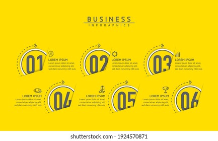 Vector illustration infographics design template, business information, presentation chart, with 6 options or steps. 