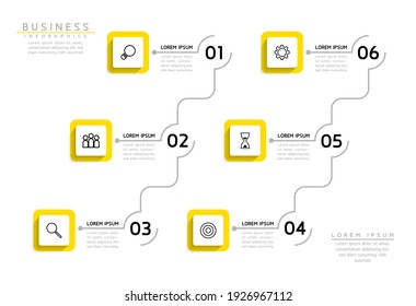 Vector illustration infographics design template, business information, presentation chart, with 6 options or steps. 