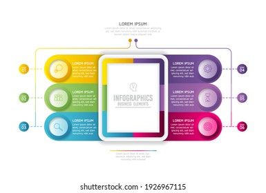 Plantilla de diseño de infografías de ilustraciones vectoriales, información empresarial, gráfico de presentación, con 6 opciones o pasos. 