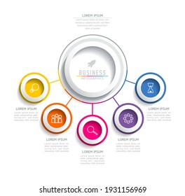 Plantilla de diseño de infografías de ilustraciones vectoriales, información empresarial, gráfico de presentación, con 5 opciones o pasos. 