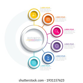 Vector illustration infographics design template, business information, presentation chart, with 6 options or steps. 