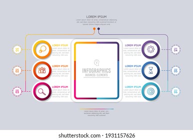 Vector illustration infographics design template, business information, presentation chart, with 6 options or steps. 