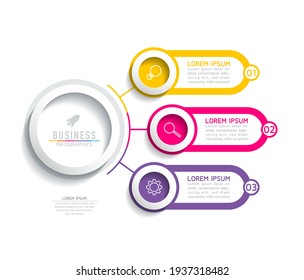 Vector illustration infographics design template, business information, presentation chart, with 3 options or steps. 