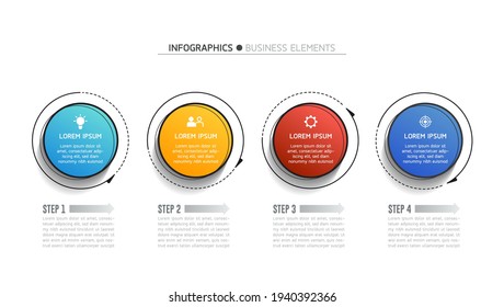 Vector illustration infographics design template, business information, presentation chart, with 4 options or steps. 