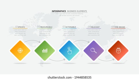 Vector illustration infographics design template, business information, presentation chart, with 5 options or steps. 