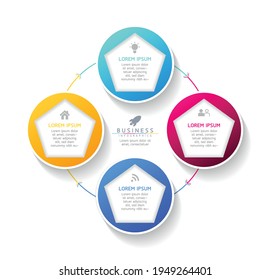 Vector illustration infographics design template, business information, presentation chart, with 4 options or steps. 