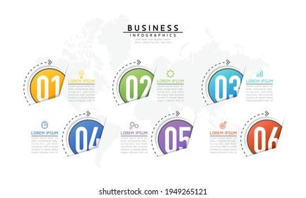 Vector illustration infographics design template, business information, presentation chart, with 6 options or steps. 