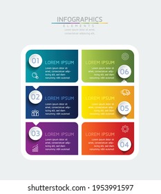 Plantilla de diseño de infografías de ilustraciones vectoriales, información empresarial, gráfico de presentación, con 6 opciones o pasos. 