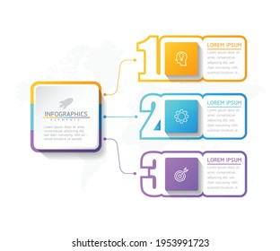 Infografik-Design-Vorlage für Vektorgrafiken, Geschäftsinformationen, Präsentationsplan mit 3 Optionen oder Schritten. 