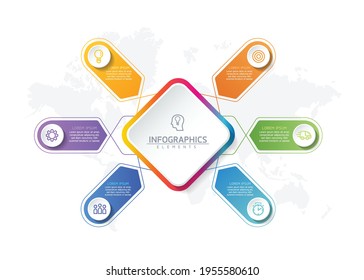 Plantilla de diseño de infografías de ilustraciones vectoriales, información empresarial, gráfico de presentación, con 6 opciones o pasos. 