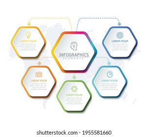 Plantilla de diseño de infografías de ilustraciones vectoriales, información empresarial, gráfico de presentación, con 5 opciones o pasos. 