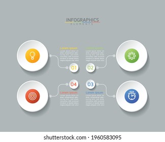 Vector illustration infographics design template, business information, presentation chart, with 4 options or steps. 