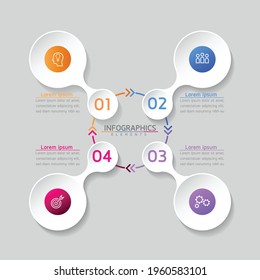 Vector illustration infographics design template, business information, presentation chart, with 4 options or steps. 