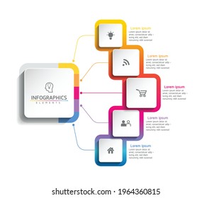 Vector illustration infographics design template, business information, presentation chart, with 5 options or steps. 