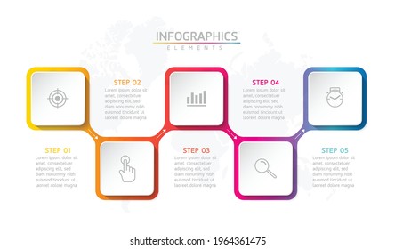 Vector illustration infographics design template, business information, presentation chart, with 5 options or steps. 