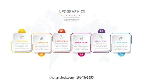 Plantilla de diseño de infografías de ilustraciones vectoriales, información empresarial, gráfico de presentación, con 6 opciones o pasos. 