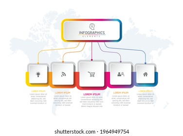 Vector illustration infographics design template, business information, presentation chart, with 5 options or steps. 