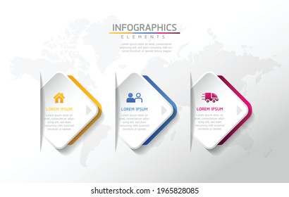 Vector illustration infographics design template, business information, presentation chart, with 3 options or steps. 