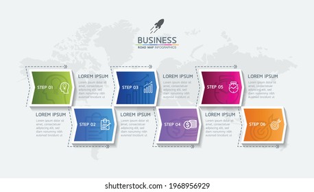 Plantilla de diseño de infografías de ilustraciones vectoriales, información empresarial, gráfico de presentación, con 6 opciones o pasos. 