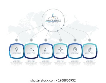 Plantilla de diseño de infografías de ilustraciones vectoriales, información empresarial, gráfico de presentación, con 6 opciones o pasos. 
