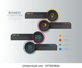 Vector illustration infographics design template, business information, presentation chart, with 4 options or steps. 