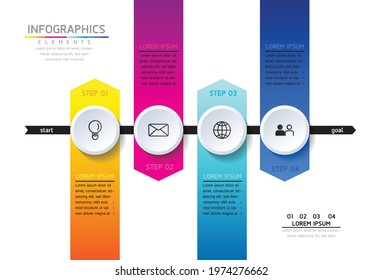 Vector illustration infographics design template, business information, presentation chart, with 4 options or steps. 