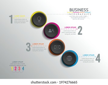 Vector illustration infographics design template, business information, presentation chart, with 4 options or steps. 