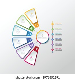 Vector illustration infographics design template, business information, presentation chart, with 6 options or steps. 