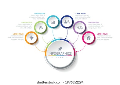 Vector illustration infographics design template, business information, presentation chart, with 6 options or steps. 