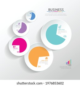 Vector illustration infographics design template, business information, presentation chart, with 5 options or steps. 