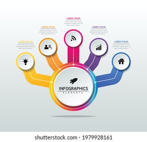 Plantilla de diseño de infografías de ilustraciones vectoriales, información empresarial, gráfico de presentación, con 5 opciones o pasos. 