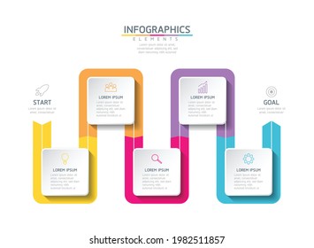 Plantilla de diseño de infografías de ilustraciones vectoriales, información empresarial, gráfico de presentación, con 5 opciones o pasos. 