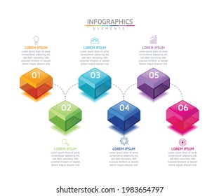 Vector illustration infographics design template, business information, presentation chart, with 6 options or steps. 