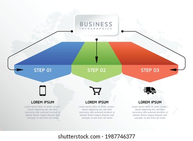 Plantilla de diseño de infografías de ilustraciones vectoriales, información empresarial, gráfico de presentación, con 3 opciones o pasos. 