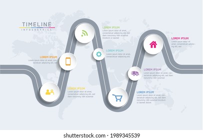 Vector illustration infographics design template, business information, presentation chart, with 7 options or steps. 