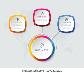 Vector illustration infographics design template, business information, presentation chart, with 3 options or steps. 