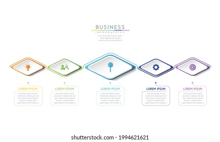 Vector illustration infographics design template, business information, presentation chart, with 5 options or steps. 