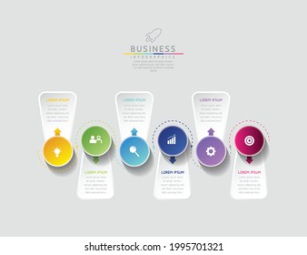 Plantilla de diseño de infografías de ilustraciones vectoriales, información empresarial, gráfico de presentación, con 6 opciones o pasos. 