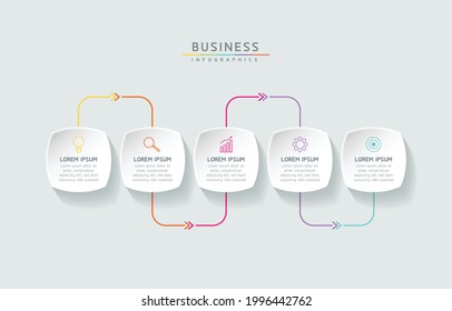 Plantilla de diseño de infografías de ilustraciones vectoriales, información empresarial, gráfico de presentación, con 5 opciones o pasos. 