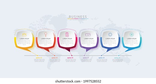 Plantilla de diseño de infografías de ilustraciones vectoriales, información empresarial, gráfico de presentación, con 6 opciones o pasos. 