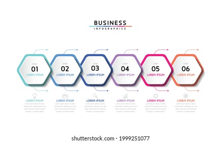 Vector illustration infographics design template, business information, presentation chart, with 6 options or steps. 