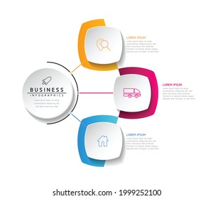 Vector illustration infographics design template, business information, presentation chart, with 3 options or steps. 