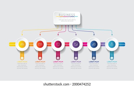 Vector illustration infographics design template, business information, presentation chart, with 6 options or steps. 