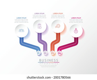 Vector illustration infographics design template, business information, presentation chart, with 4 options or steps. 