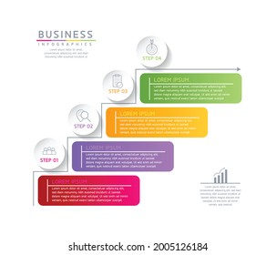 Vector illustration infographics design template, business information, presentation chart, with 4 options or steps. 